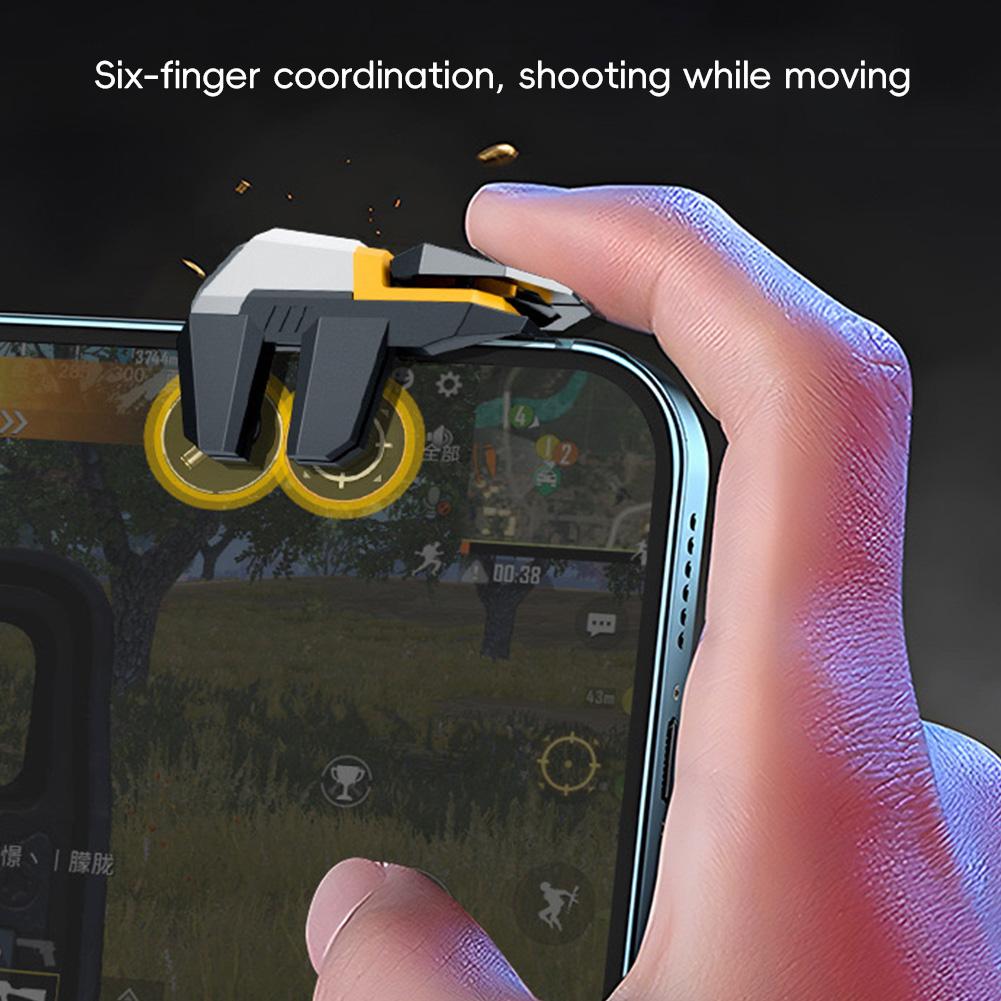 1 Paar Handy-Spielcontroller 4/6-Finger Verknüpftes Schießspiel Mechanischer Auslöser Physische Hilfs-Gaming-Ausrüstung