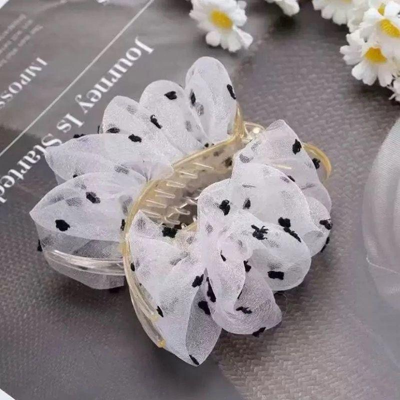 1pc High End Printed Chiffon Wrinkling Clip, Large New Year's Hair Clip, Back of the Head Hair Bun, Shark Clip Hair Accessory