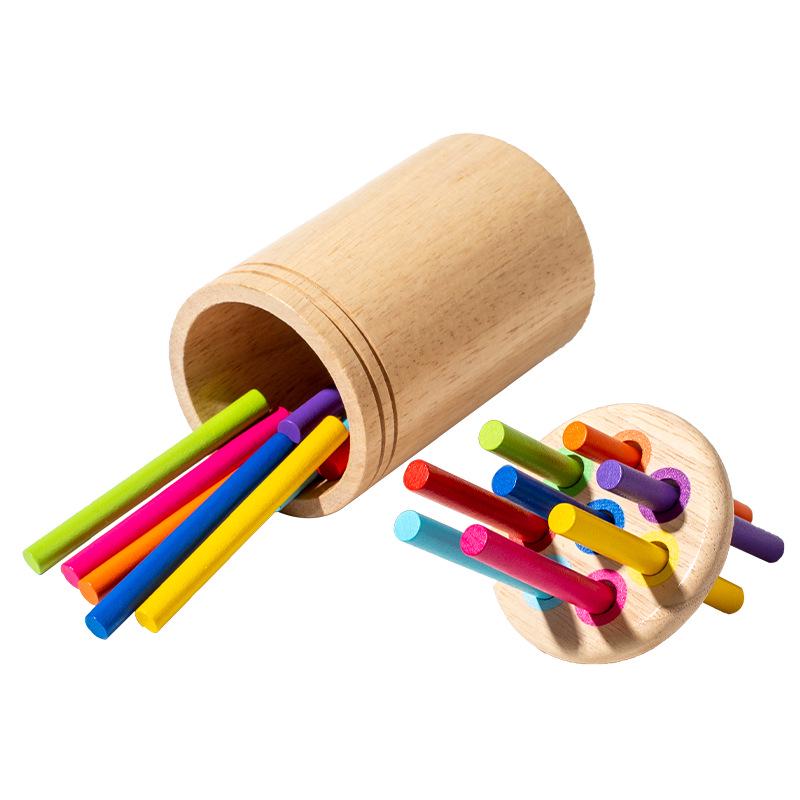 Solid Wood Sorting Bin: Color & Shape Recognition Toy for Ages 3-6