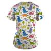 Women's Cute Animals Printed Short Sleeve V-neck Tops Working Pocket Blouse