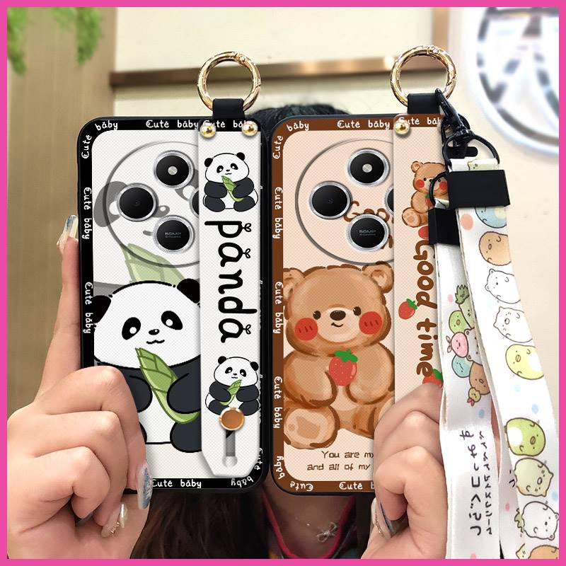 Wristband Back Cover Phone Case For Redmi A4 5G Shockproof Protective Waterproof Soft Case Kickstand Anti-knock Cute