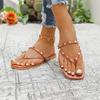 Women's Summer Flat Square-Toe Thong Slide Sandals With Stud Detail, Beach Casual Footwear, Available In Large Sizes.
