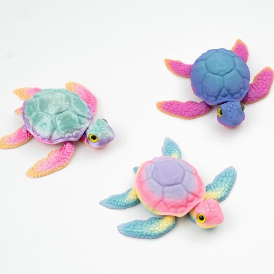 3D Printed Turtle Figurine Movable Joints Turtle Figure Articulated Sea