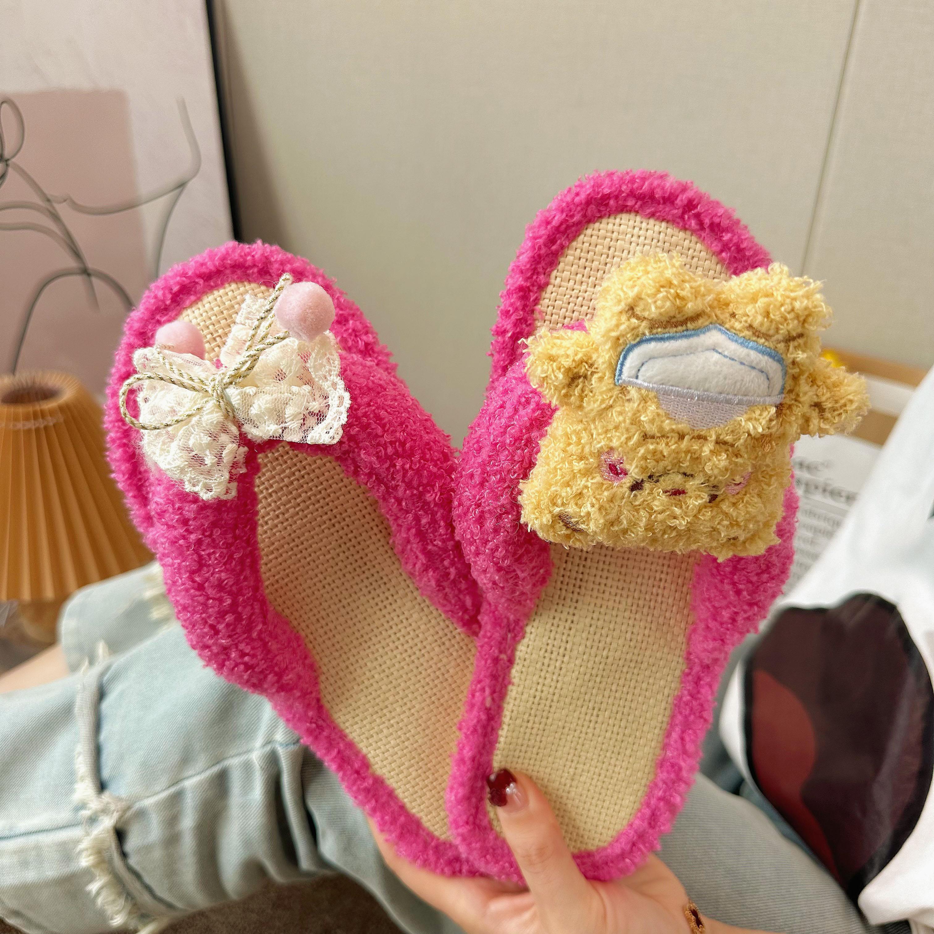 

Модные домашние тапочки женские милые хлопковые тапочки 2024 зимние домашние нескользящие и теплые универсальные шлепанцы плюшевые тапочки для женщин 41