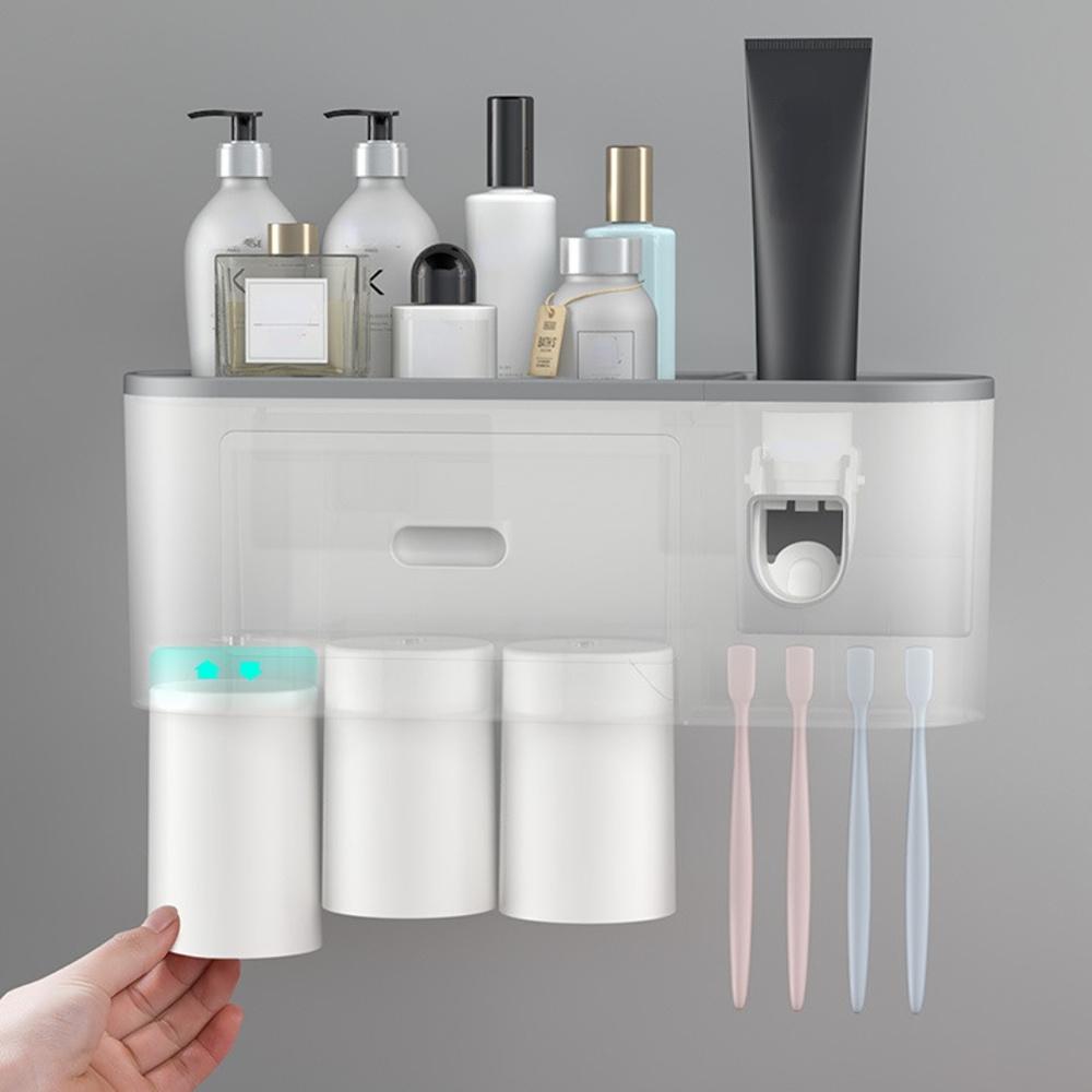 Badezimmer Adsorption Inverted Zahnbürstenhalter Wand Automatische Zahnpasta Squeezer Lagerregal Badezimmer Zubehör