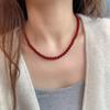 Natural Red Agate Beaded Necklace Women Vintage Round Carnelian Choker Necklaces Elegant Daily Wear Jewelry