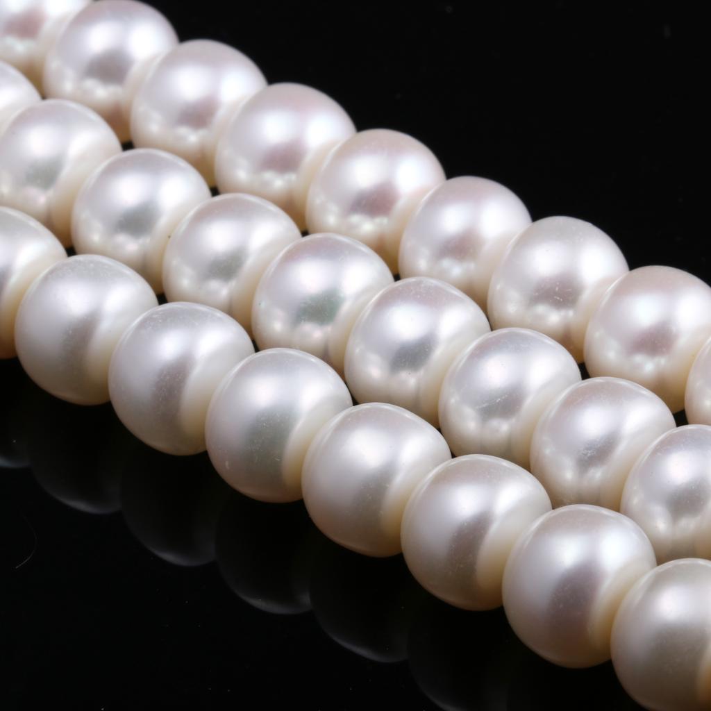 1String, White Natural Freshwater Pearls, Rondelle Pearl Beads, 10–11 Mm, for DIY Necklace Accessories, Jewelry Making Valentine's Day Gifts, 36cm