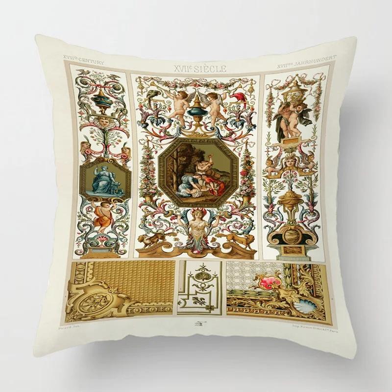 Home Decor Baroque Inspired Vintage Pattern Pillow Covers Pattern Cushion Cover Suitable for Sofa Bedroom Car Pillow Cover
