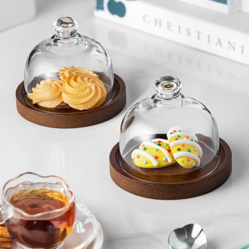 Dustproof Glass Cake Cover Food Grade Lead Free Clear Lid for Baked Goods Fruit Display