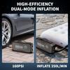 Nešiojamas automobilio užvedėjas su oro kompresoriumi 5000A 160PSI Pripūtiklis benzininiams 9L/dyzeliniams 8L Avarinis kelio pagalbos rinkinys su SOS šviesa Juodas
