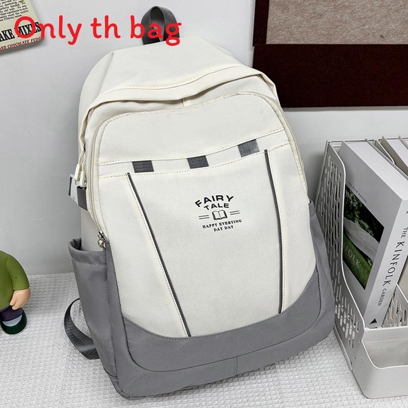 Blocked Simple Color Striped Letter Pattern Student Large Backpack Capacity