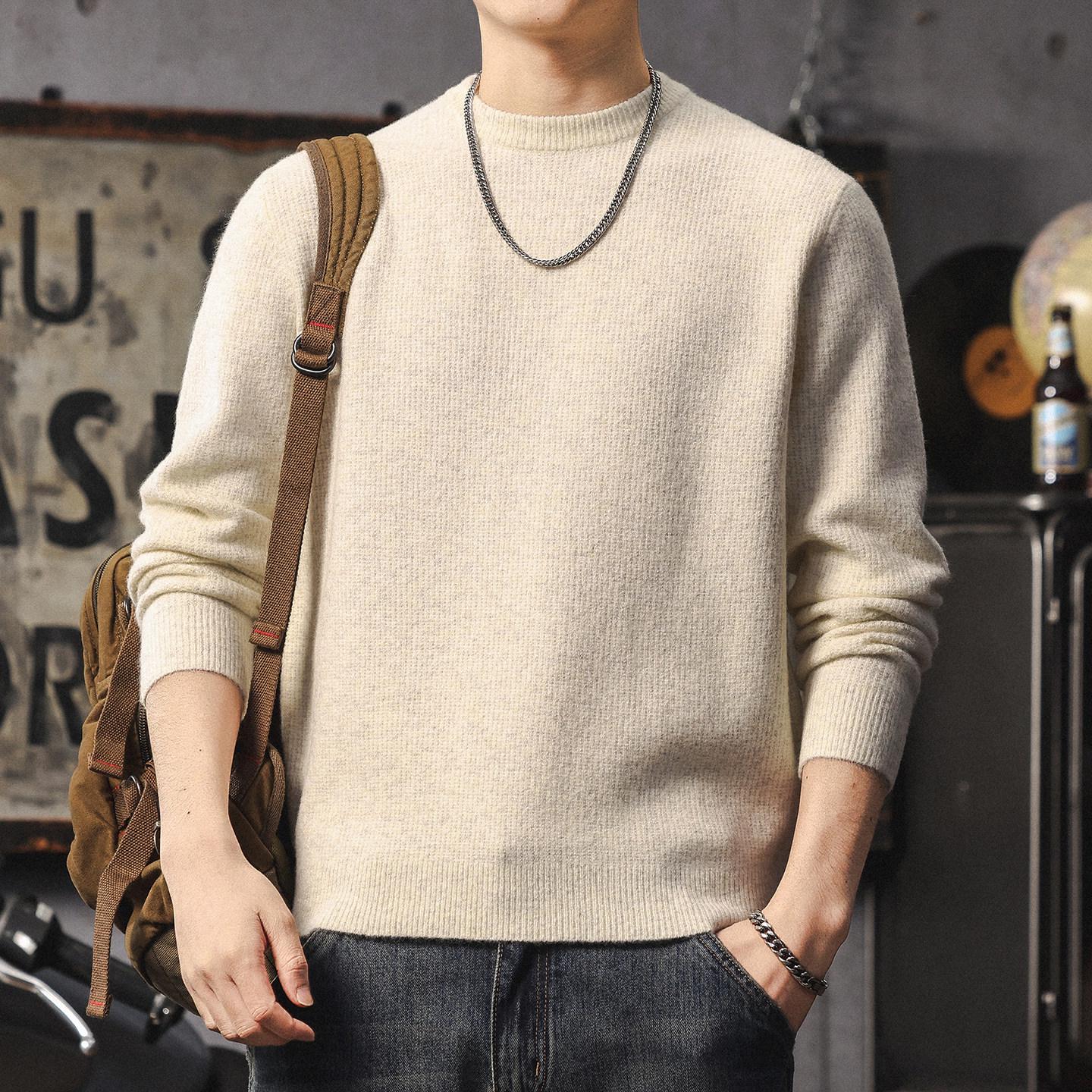 

Retro Men s Loose Fit Winter Knit Sweater with Round Neck - Trendy and Warm M 50-60kg