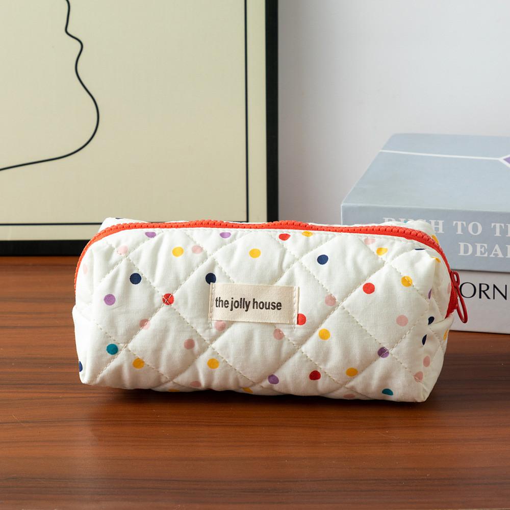 

Polyester Colorful Dot Makeup Bag With Large Capacity Portable Travel Organizer For Students
