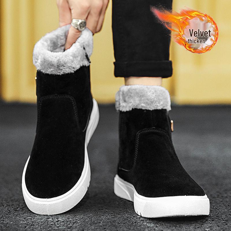 Мужские зимние высокие сноубутсы износостойкие и морозостойкие на флисовой подкладке для тепла повседневные уличные хлопковые ботинки 41 2870₽