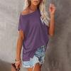 Sommer-T-Shirt für Damen, einfarbig, Tasche, trägerlos, Rundhalsausschnitt, kurze Ärmel
