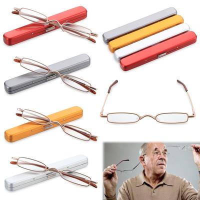 Unisex Mini Portable Metal Frame Vision Care Eyewear Resin Lens Reading Glasses
