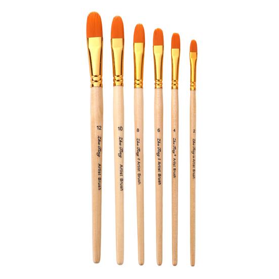 6Pcs/Set Painting Pen Set Dense Bristles DIY Soft Bristle Original Wood Color Rod Student Art Watercolor Paint Brushes Studio Supply