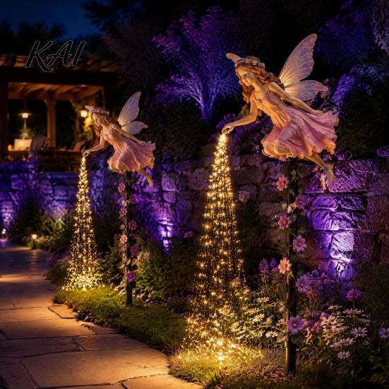 Waterproof Garden Stakes for Patio Fairy Sprinkling Magic Dust Solar Light, Outdoor Front Yard Pathway Decorations Statue with LED Light