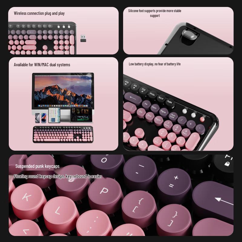 Qianxingzhe V96 Punk Gradient Wireless Keyboard Mouse Combo