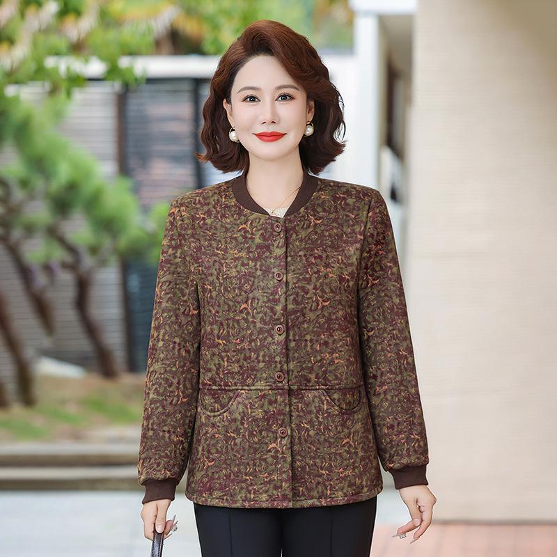 

Velvet Jacket for Mature Women: Warm, Stylish Winter Top with Prints XL (85-105 jin)