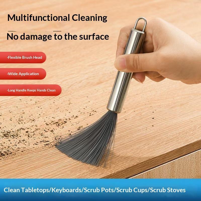 1/2Pcs Stainless Steel Pot Brus Multi‑Functional Cleaning Brush With Steel Handle Household Cleaning Brush For Kitchen Bathroom