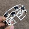 Black Spinel Gemstone Handmade 925 Sterling Silver Cuff Bangle Adjustable KKG-203