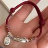 French Baguette Nafu Wine Red Kitten Red Rope Handmade Woven Bracelet Women's Jewelry