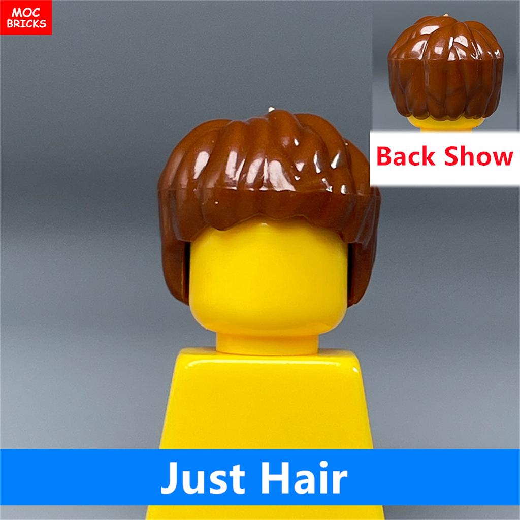 MOC Bricks 4cm Figure Body Wear Male Boy Fire Brown Hairs Assembled Building Blocks Educatinal Plastic Toys