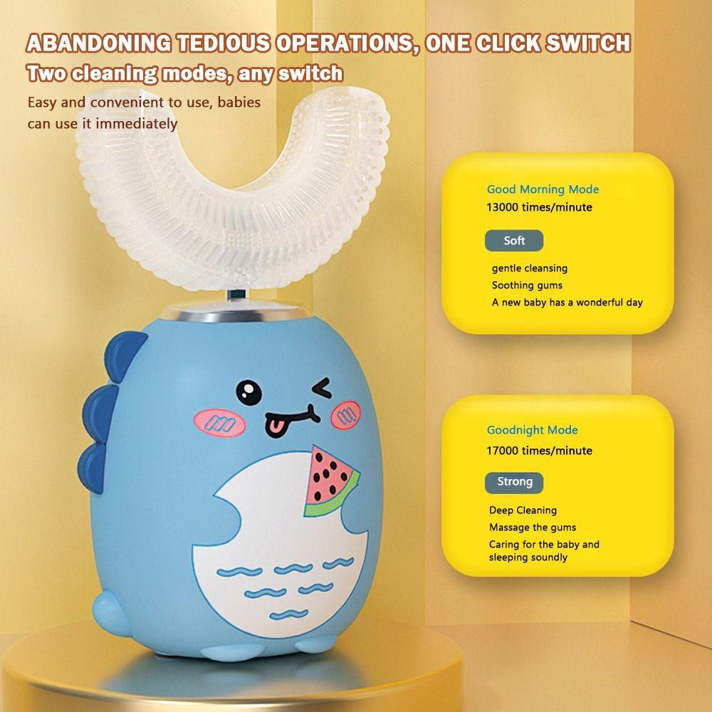 Spazzolino Elettrico a Forma di U Testa in Silicone Spazzolino per Bebè Spazzolino per Bambini per 2-6 anni