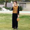 Chinese Gold Velvet Vest Set for Middle-Aged Women - Spring/Autumn Noble Lady Style