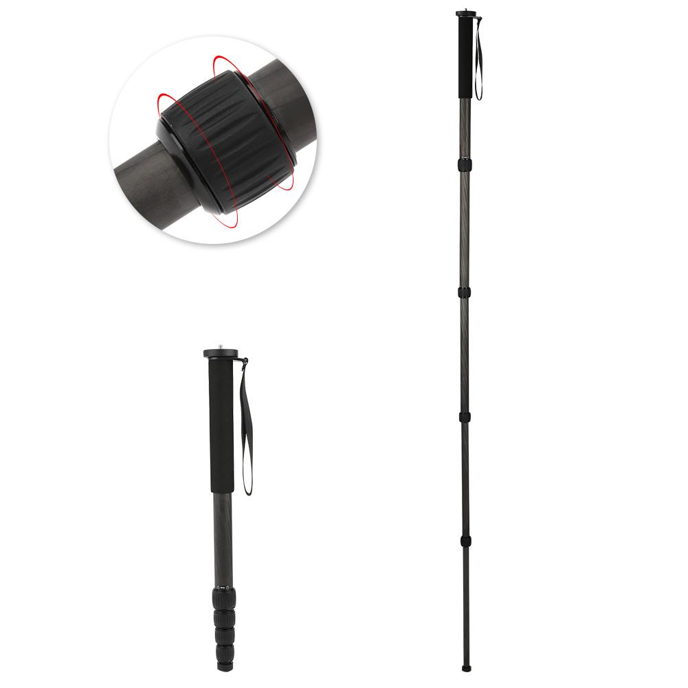 C-333 Carbon Fiber Portable Outdoor Telescopic Monopod Tripod Mountaineering Cane for DSLR Camera
