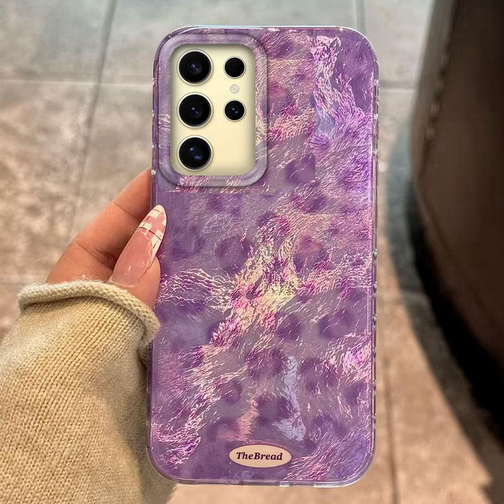 Luxury Leopard Purple Pattern Women Gilrs Phone Case for Samsung Galaxy S25 Edge S24 S23 S22 S21 S20 FE Plus Ultra Shell Cover