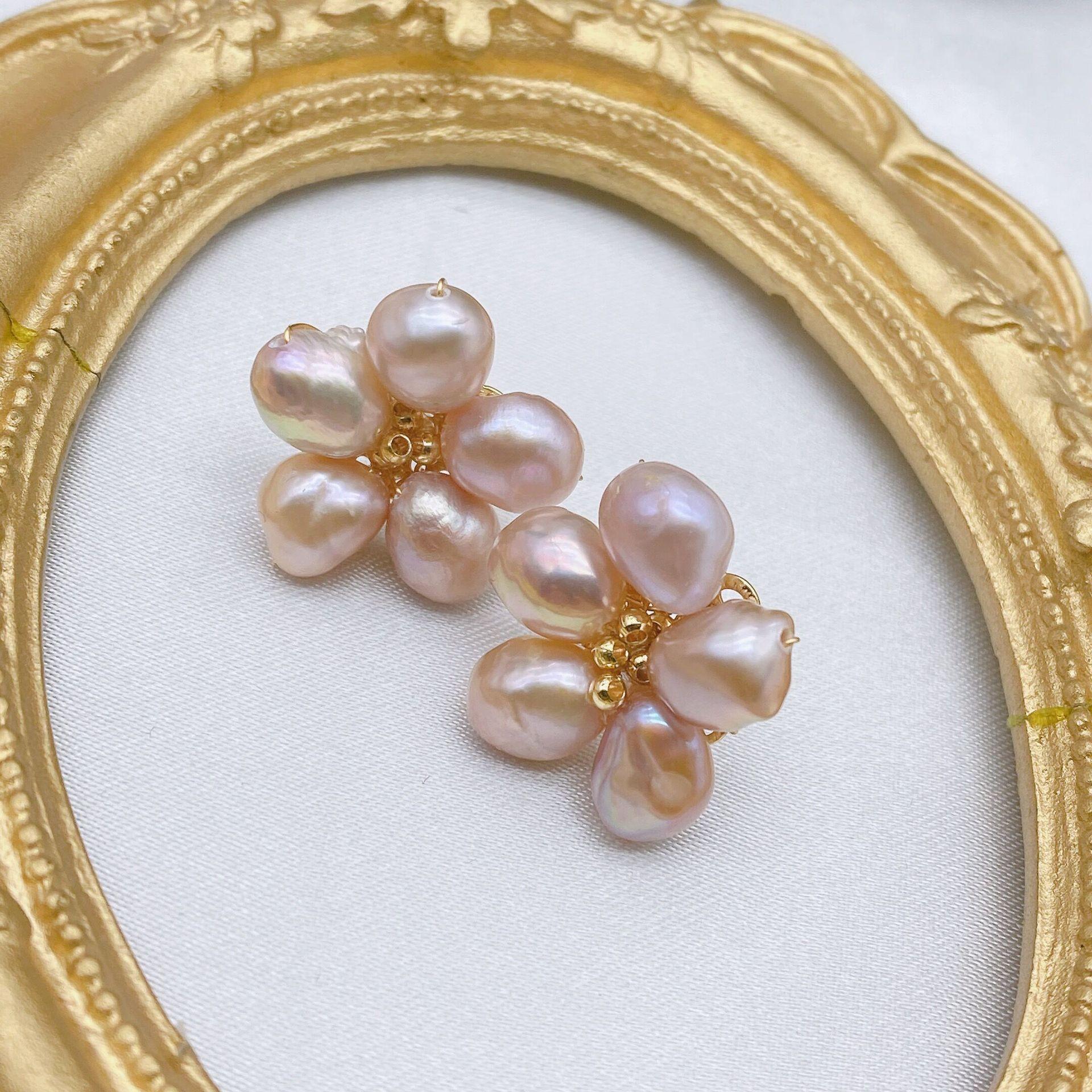 

Серьги из серебра 925 пробы с пятью лепестками и жемчугом в стиле барокко — оригинальный ретро-дизайн, универсальный стиль в стиле знаменитостей