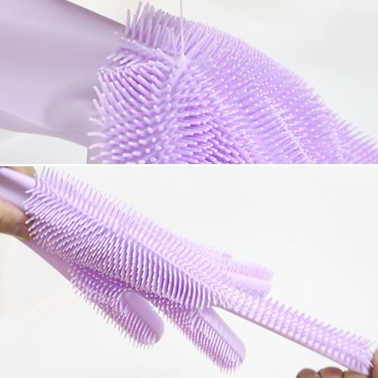 1 Pair Housework Gloves Silicone Cleaning Gloves with Anti-Slip Texture