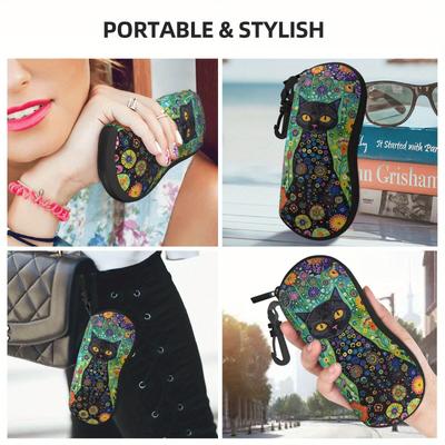 Portable Eyeglass Bag Lightweight Zipper Eyewear Case Glasses Storage Box Whimsical Black  Glasses Case For Mens Accessories