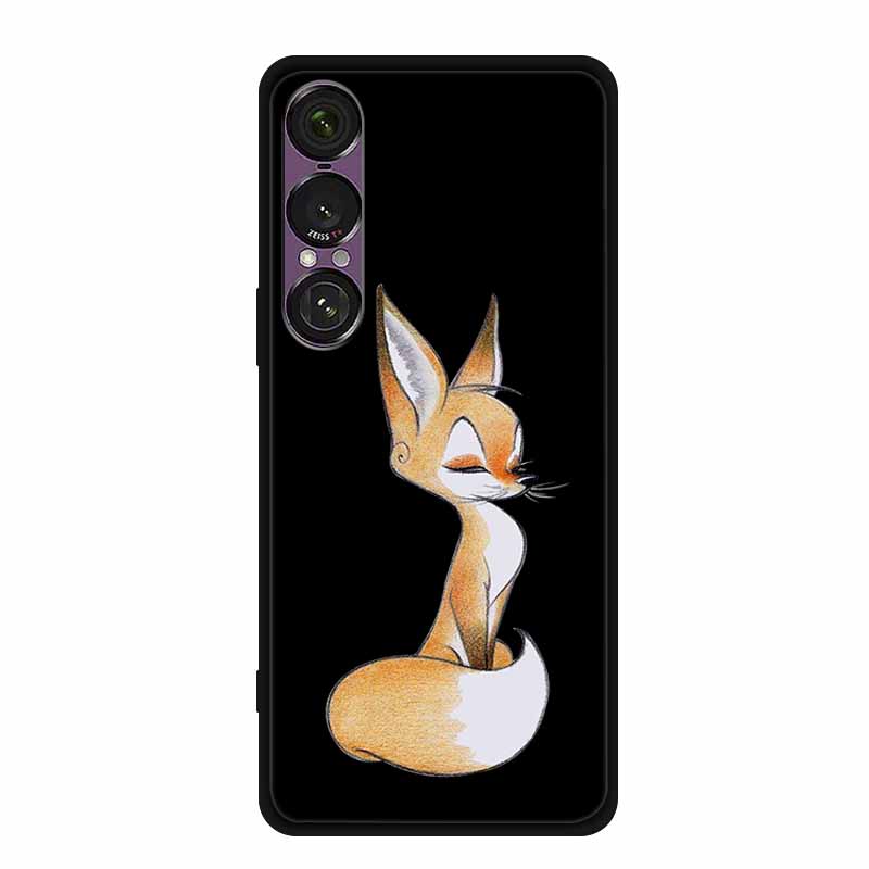 Pro pouzdro na telefon Sony Xperia 1 VII 2025 Kreslené kočky TPU Měkké černé silikonové zadní krycí pouzdro Pro Sony Xperia 1VII 6.5" Pouzdro Funda