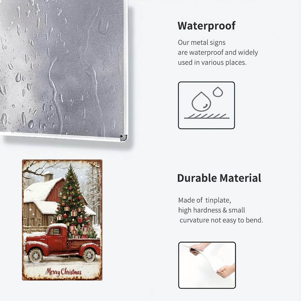 2D Flat - A Captivating Metal Plaque, Retro Christmas Tin Art Ideal for Home Decor, Measuring 20*30Cm/8*12Inch, Perfect for Hall