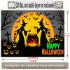 Party Backdrop Halloween Flat Witch Silhouette Pumpkin Lanterns Graveyard Winter Parties Celebration Photo Booth Front Door Decor