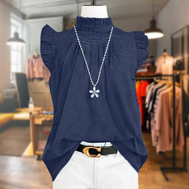 ZANZEA Damen Sommer Stehkragen Lässige Ärmellose Tanktops