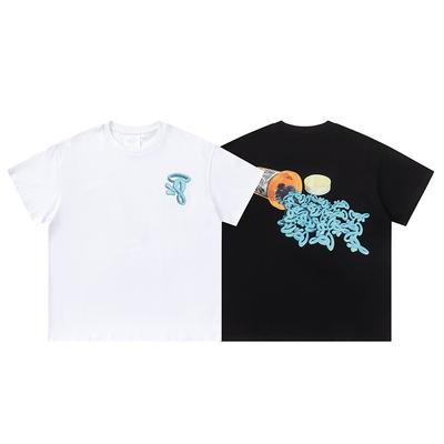 Camiseta de Manga Corta Casual Holgada Estilo Hip Hop High Street Verano Hombres y Mujeres Estampado de Letras Tendencia de Belleza Estilo Taladro