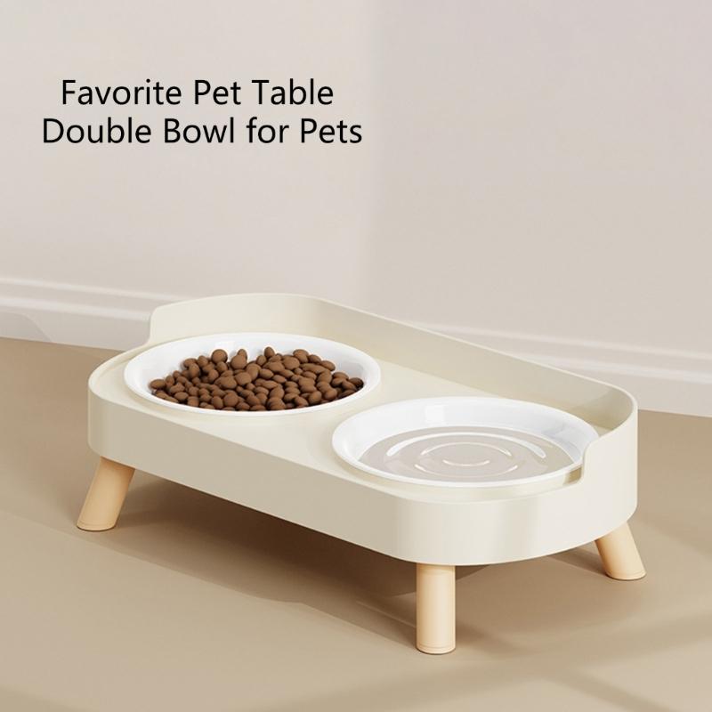 Spill Proof Raised Pet Feeders Double Dishes With Nonskid Rubber Feet For Dog Cats Water Food Bowl Container Kitchen Use