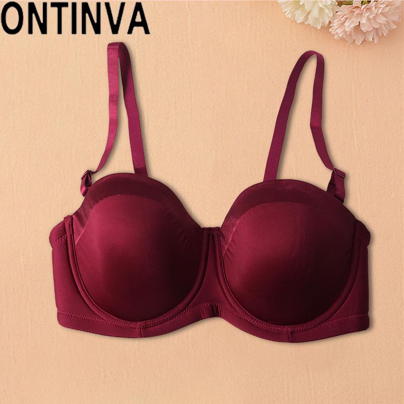 Ladies Underwired Strapless Bra Unlined Antiskid Solid Boost Lingerie Underwear