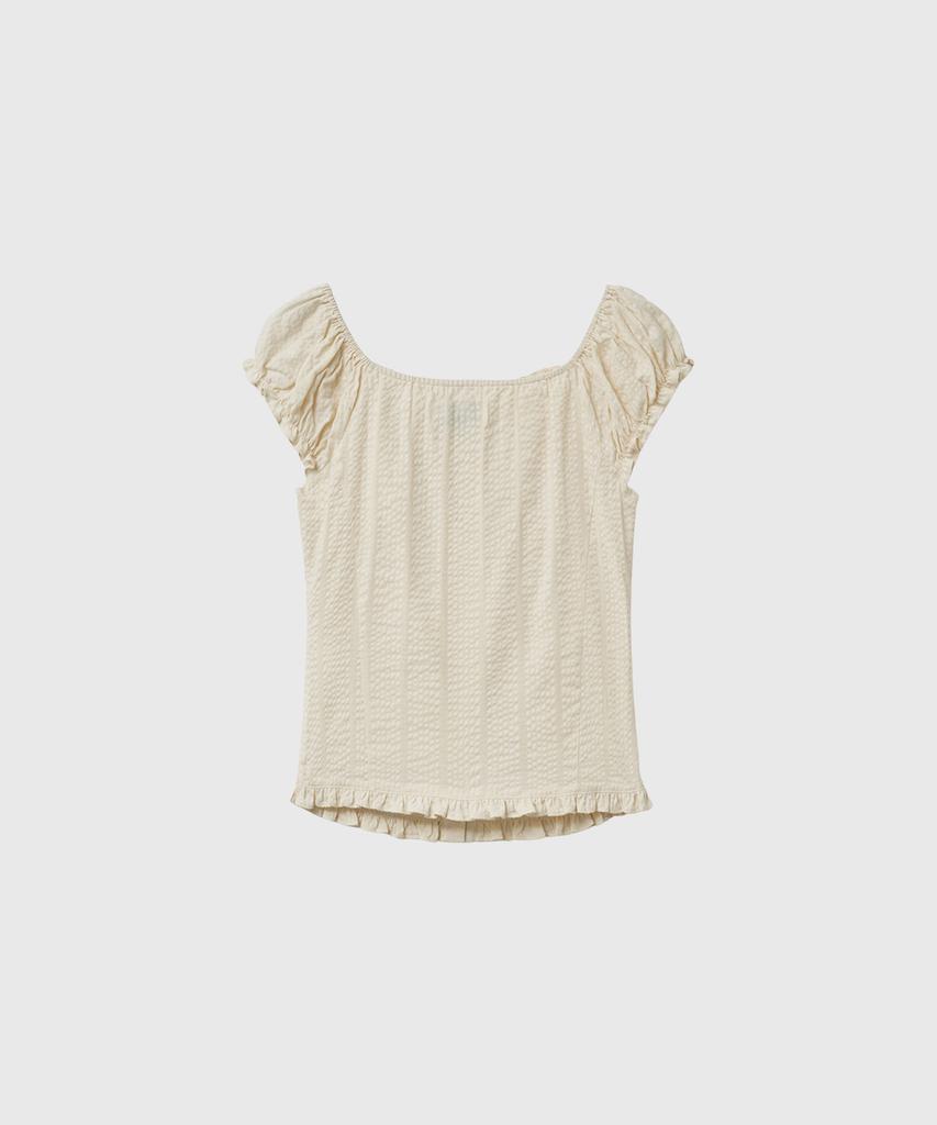 GENERALIDEA Cap Sleeve Shirred Puff Blouse [Cream] / Gf2Lbl516