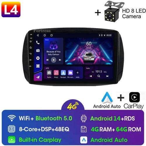 2Din Android 12 For Mercedes Smart 453 Fortwo 2014 - 2020 Autoradio Multimedia Player 1280*720 Screen Carplay Car Radio 2Din DVD