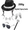 Michael Jackson Cosplay Requisite MJ Hut mit Perücke Handschuh Brillen Set Fans Performance Kostüm Geburtstag Tanz Geschenke Halloween Cosplay