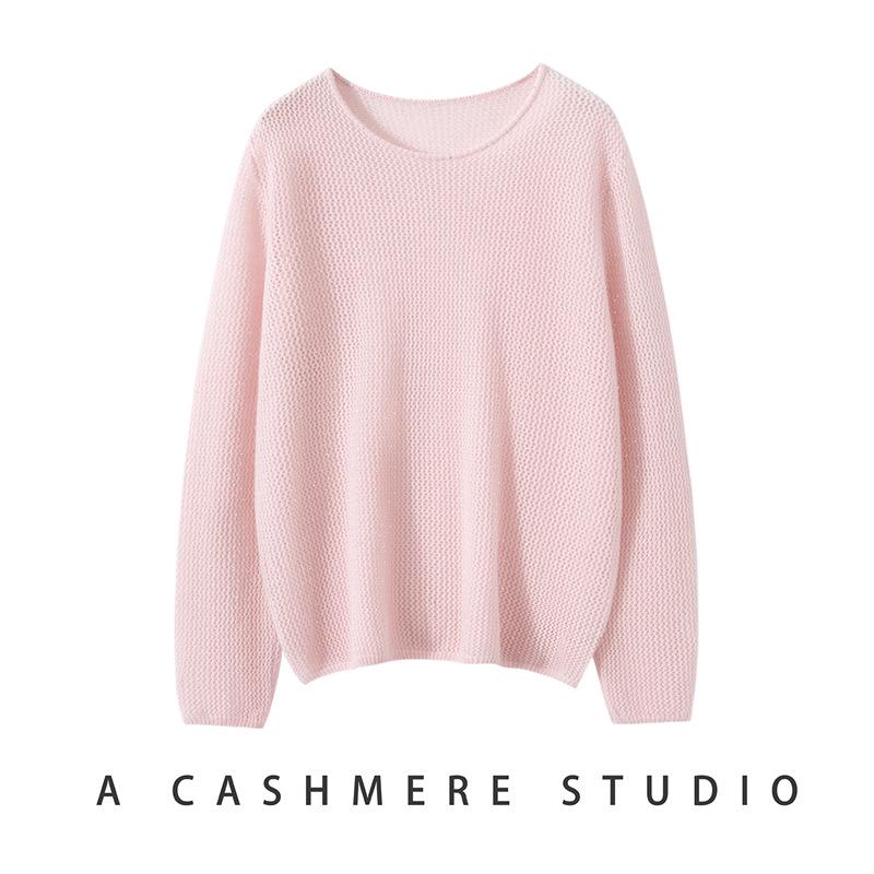 Sequin-Embellished Round Neck Cashmere Women's Loose Knit Sweater Cardigan