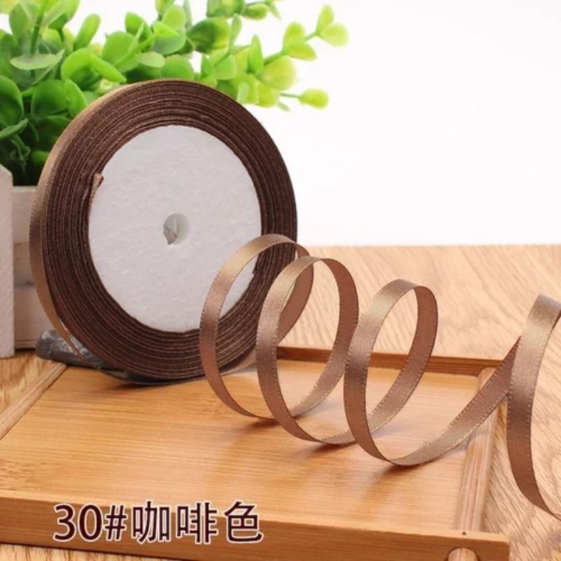 25 Yards 6mm Seidensatinbänder zum Basteln, Schleifen, handgefertigtes Geschenkpapier, Partys, Weihnachten, Hochzeit, dekorative künstliche Accessoires 6mm Satin ribbon