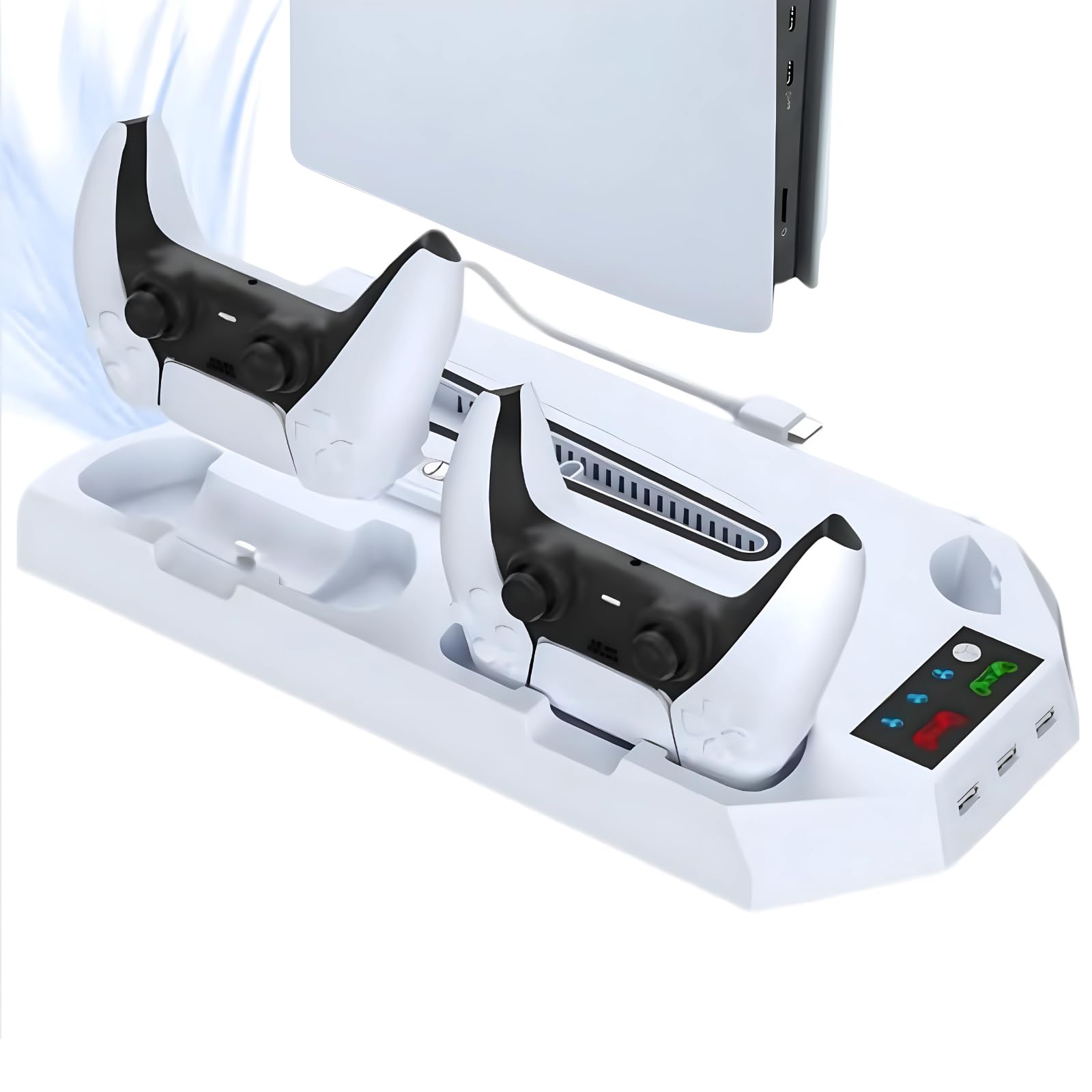 

ATURIKA Cooling PS5 Vertical Stand Compatible with Simultaneous Charging for Two Design [Quiet & Storage] Slim/Pro, High-Speed Fan, Controllers, білий