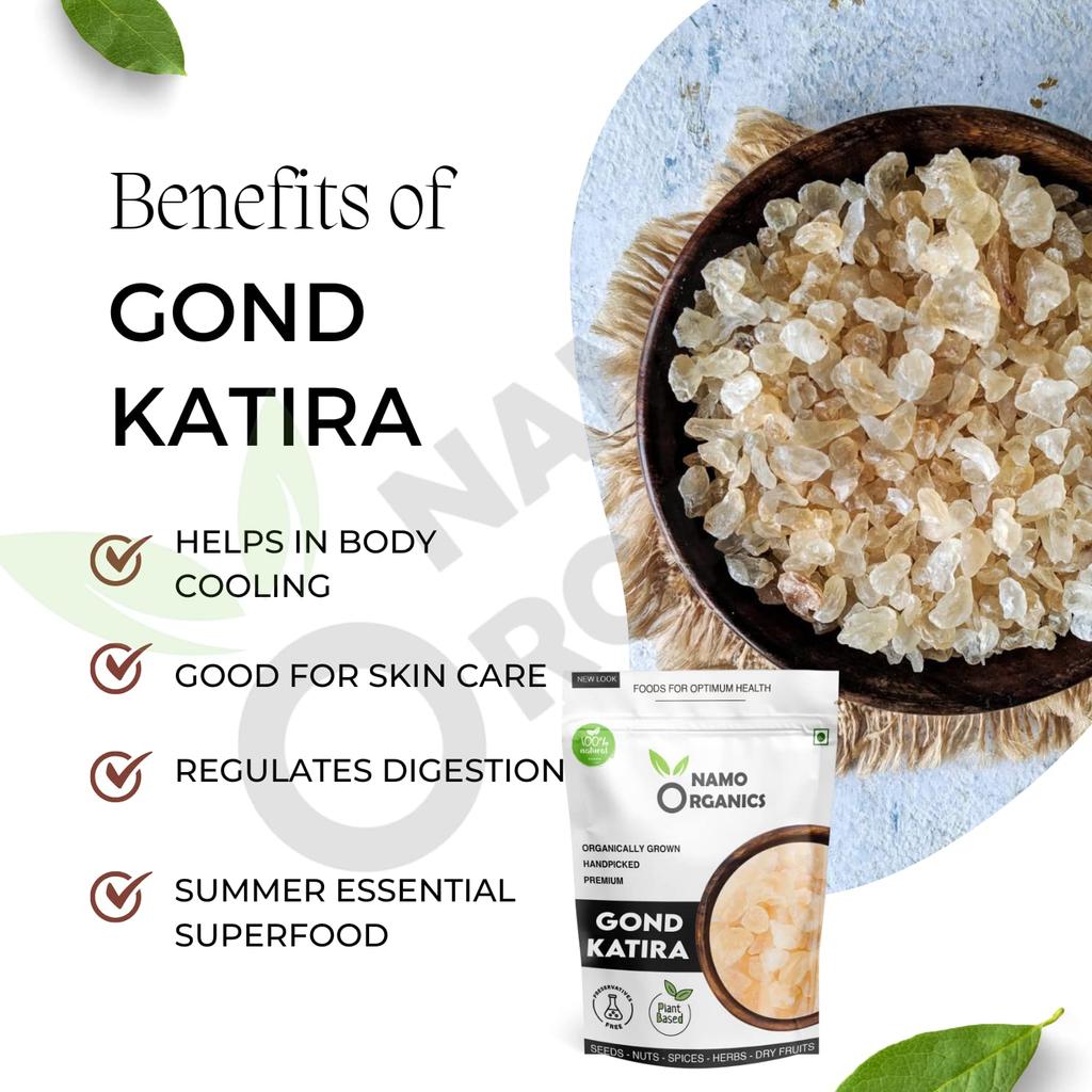 Namo Organics Gond Katira Pur - 250 gr | Proprietăți răcoritoare | Gumă comestibilă 100% naturală Superaliment