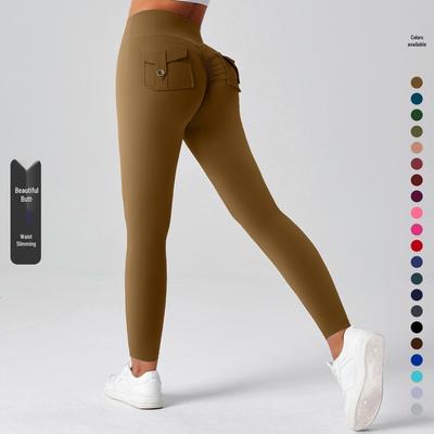 Women's Multi-Pocket Motorcycle Style Yoga Pants - Sportswear Elastic Tights for Running & Training